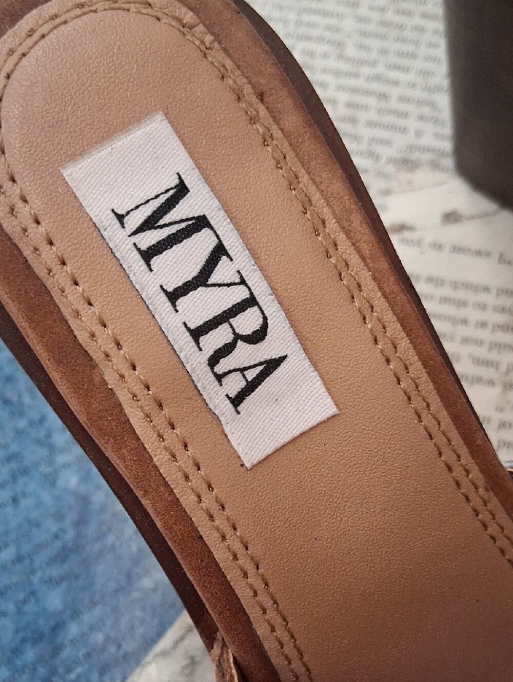 Myra Bag Brown and White Cowhide Slingback Mules - Picture 3 of 6